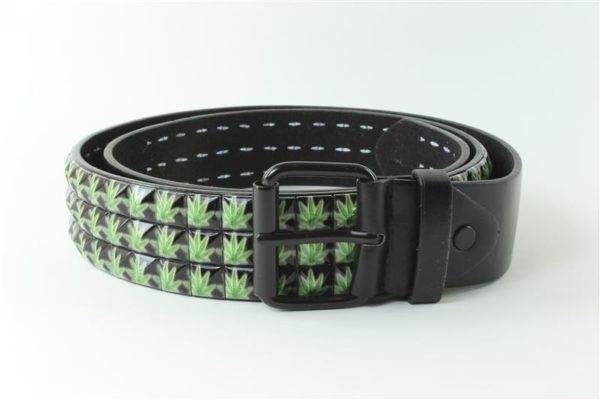 เข็มขัดลายใบกัญชาพร้อมส่ง Belt Cannabis Leaf Cannabis Belt Faux Leather